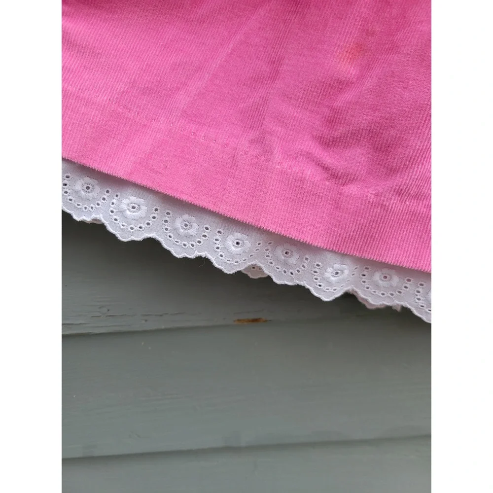Vintage 90s‎ OshKosh B'gosh Corduroy Dress Pink Eyelet Lace Floral Embroidery 6